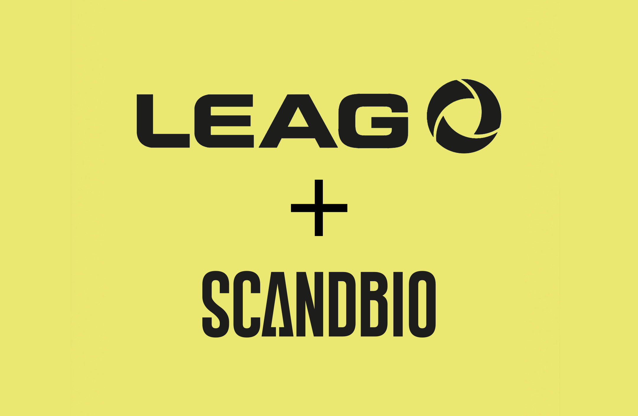 LEAG och pelletstillverkaren Scandbios logotyper med ett plustecken emellan